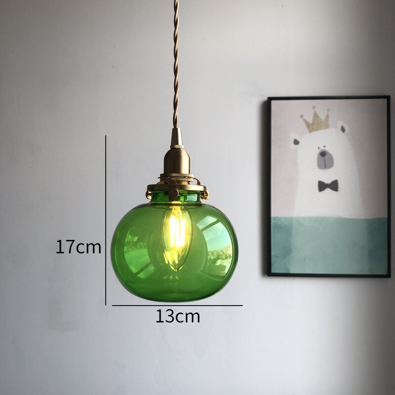 Japanese Style Retro Brass Glass Pendant Lamp