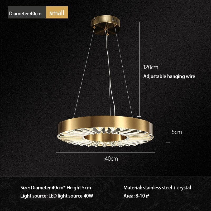 Crystal Ring Gold Frame Chandelier Lamp