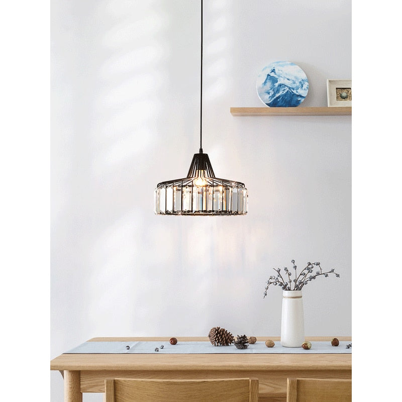 Contemporary Circular Crystal Pendant Light