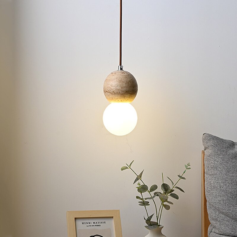 Travertine Suspended Droplight Pendant Lamp