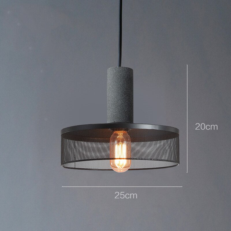 Iron Lampshade Cement Bar Pendant Lamp