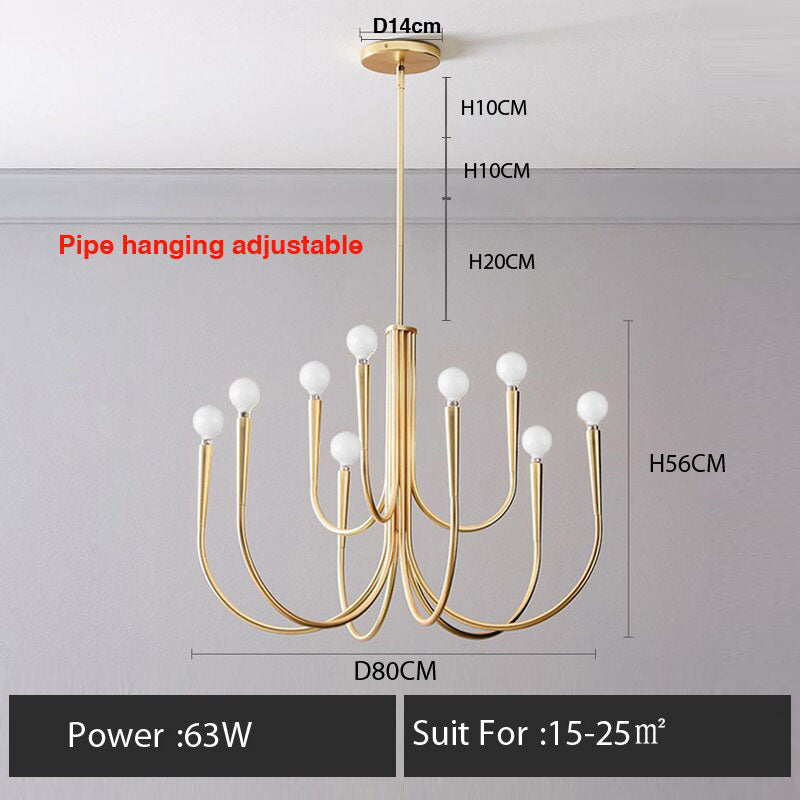 Retro Style Swoop Arm Luxury Chandelier Lamps