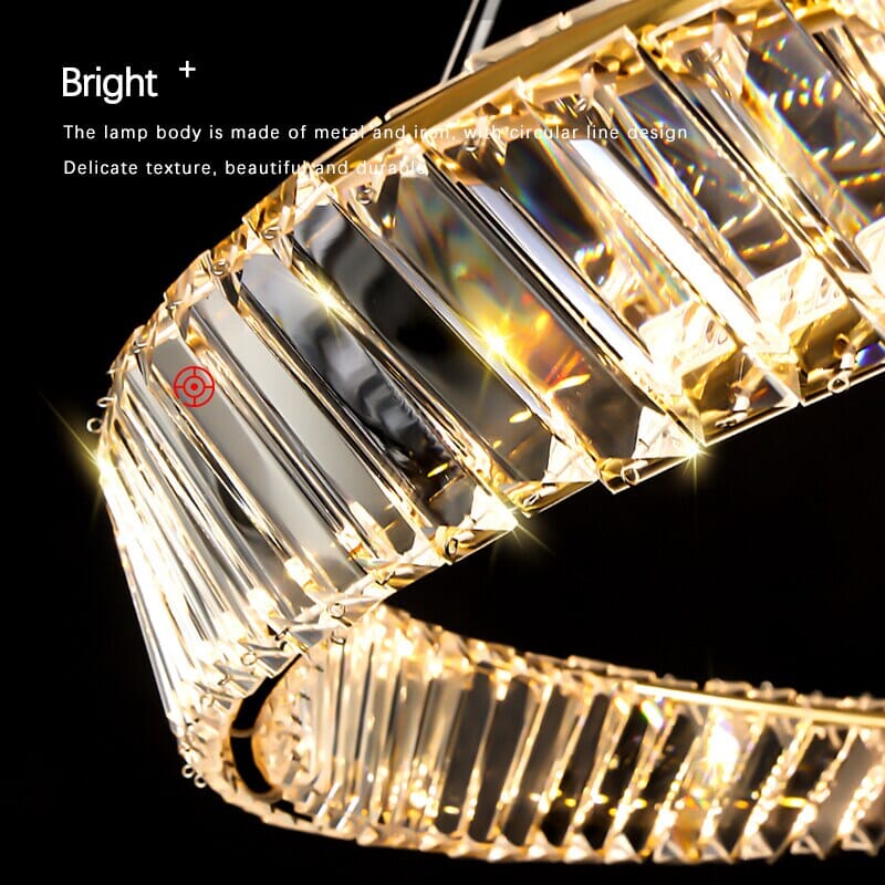 Gold Plated K9 Crystals Irregular Ring Chandelier