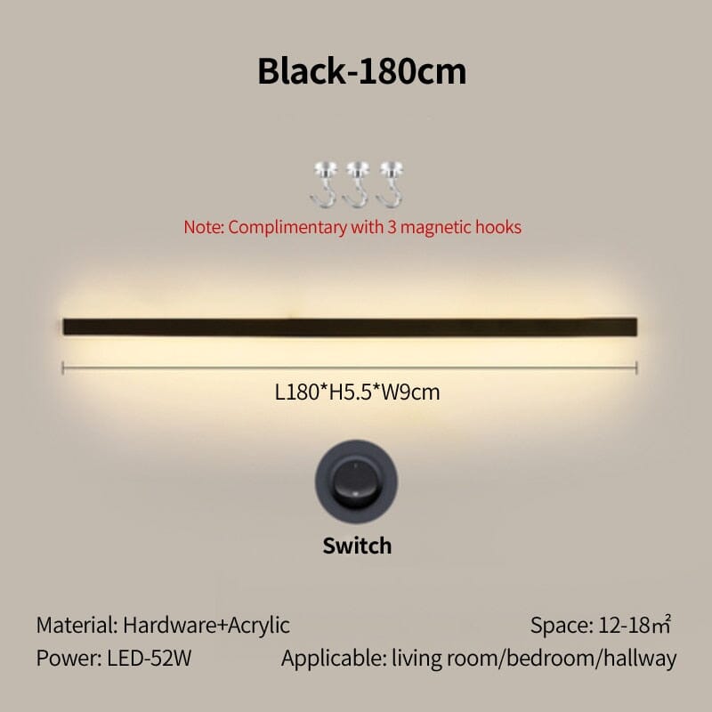 Simple Long Strip Shelf Eye Protection Wall Lamp