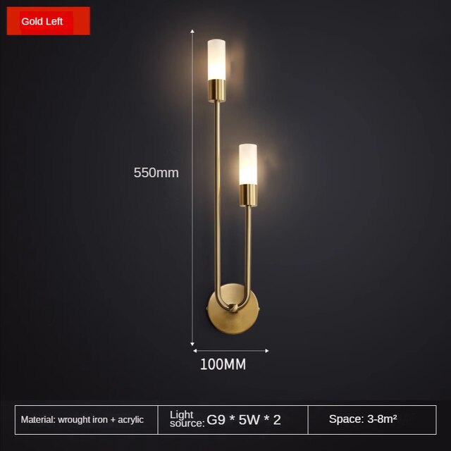 Modern Copper U-Shape Luster LED Wall Lamp