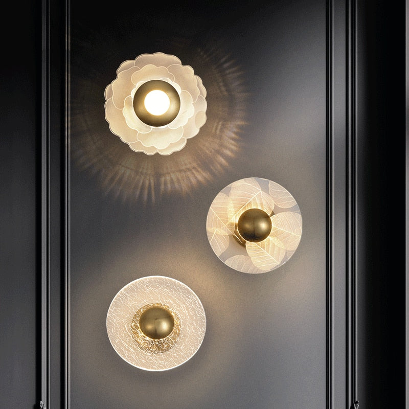 Modern Luxury Flower Round Wall Lamp