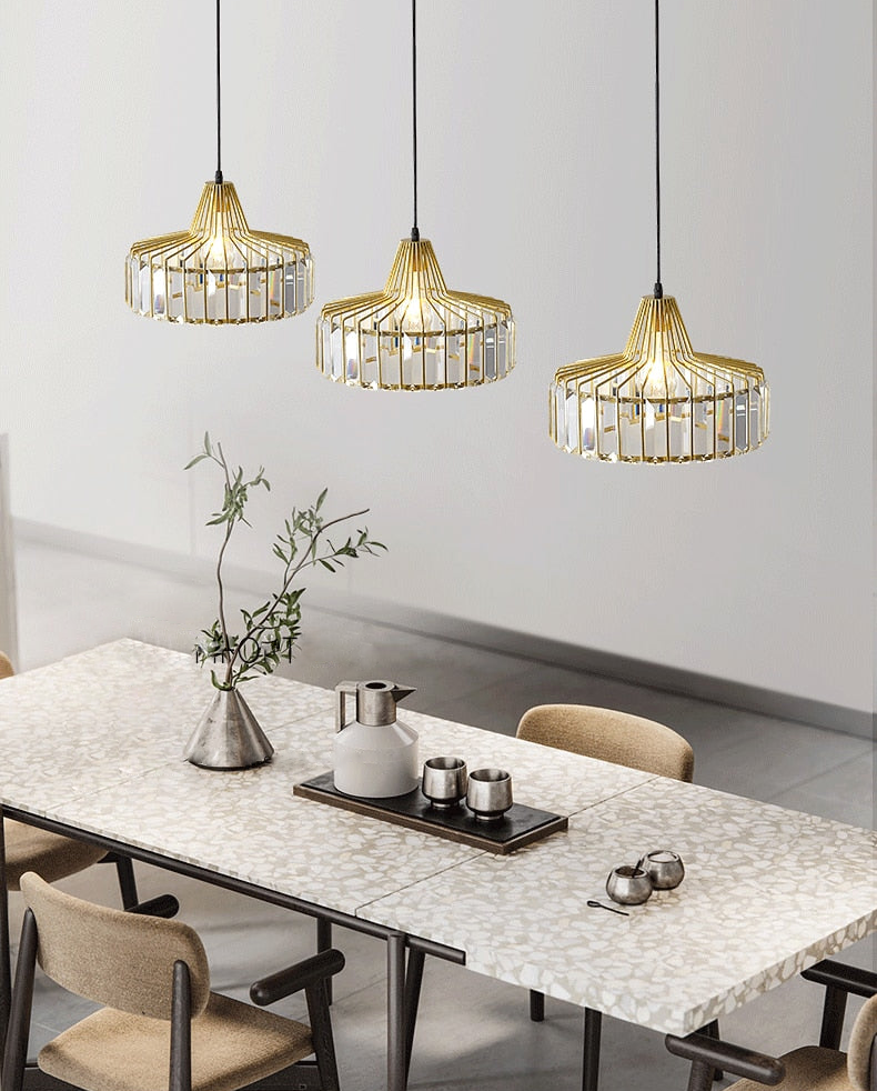 Contemporary Circular Crystal Pendant Light