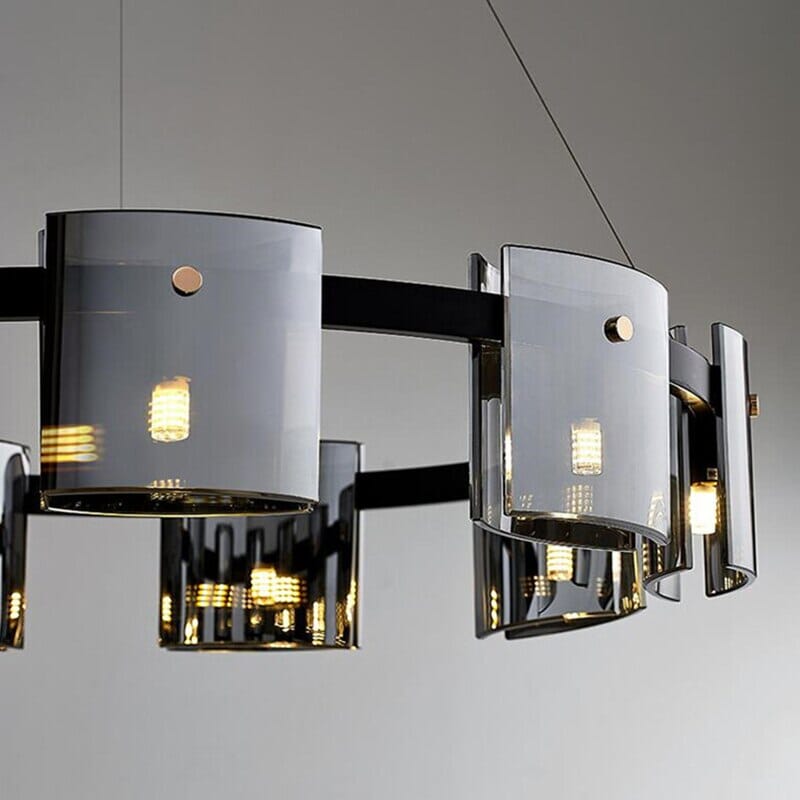 Scandinavian Square Glass Round Ceiling Chandelier