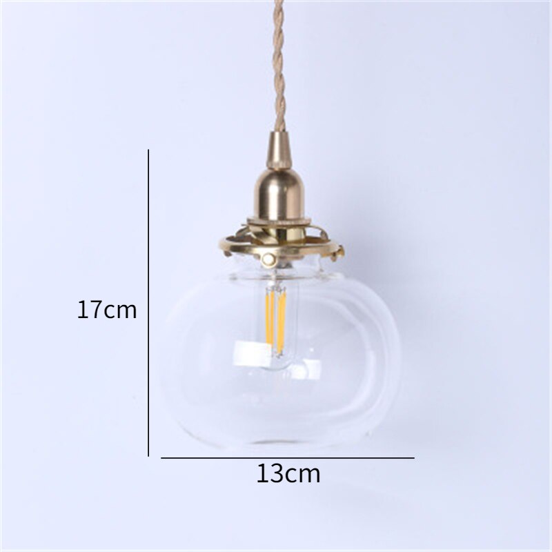 Japanese Style Retro Brass Glass Pendant Lamp
