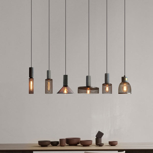 Iron Lampshade Cement Bar Pendant Lamp