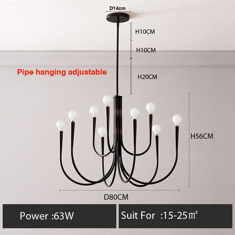 Retro Style Swoop Arm Luxury Chandelier Lamps