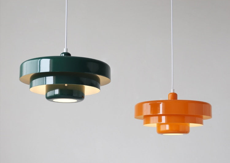 Multicolored Lacquered Metal Pendant Light