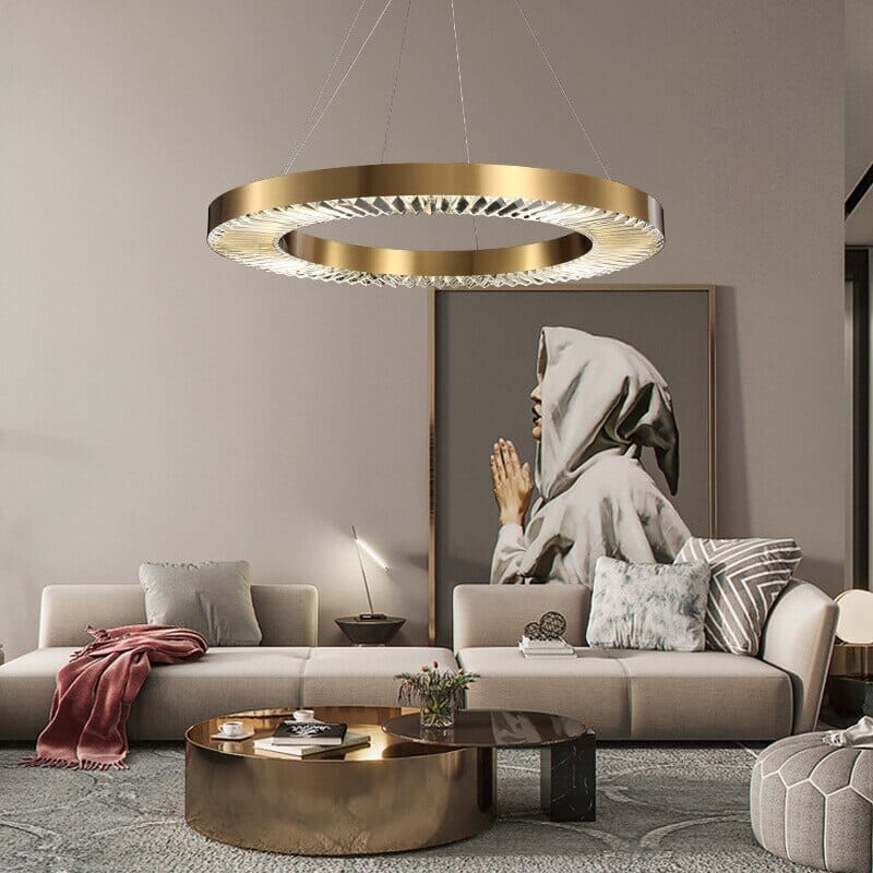 Crystal Ring Gold Frame Chandelier Lamp