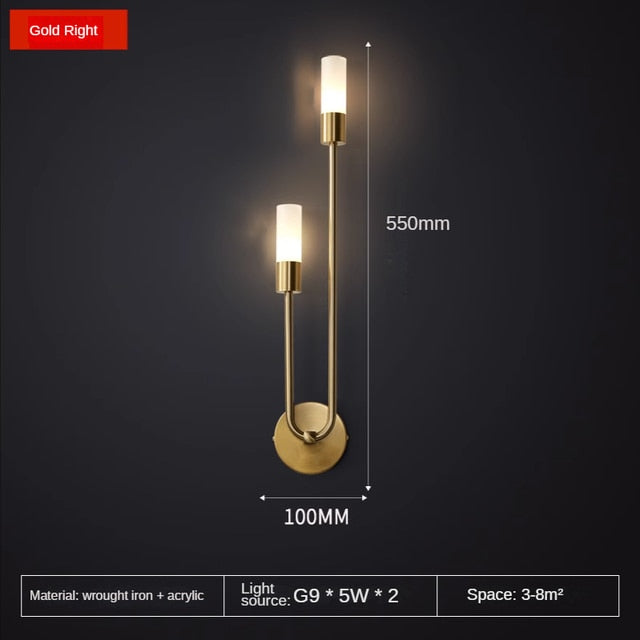 Modern Copper U-Shape Luster LED Wall Lamp