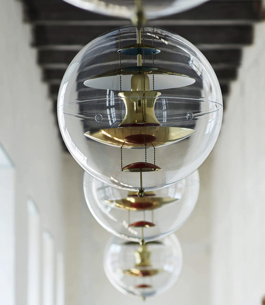 Vintage Sphere Fixture Acrylic Metal Pendant Light