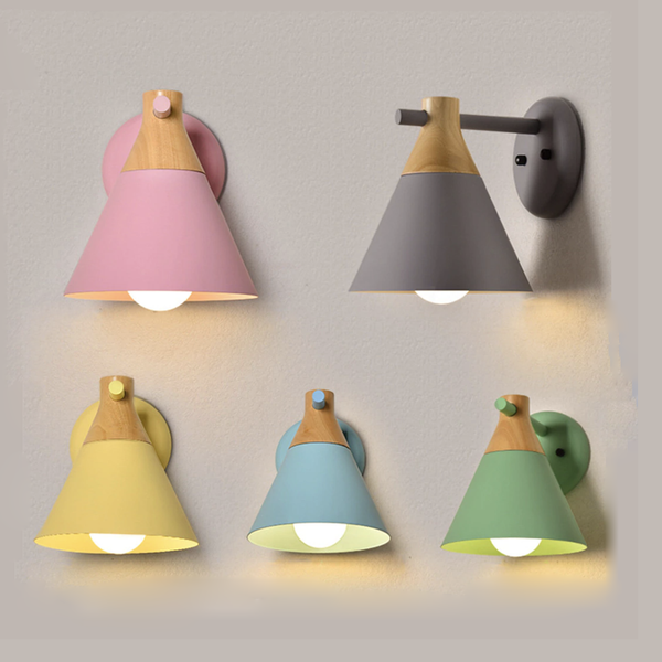 Colorful Cone Wood Wall Light