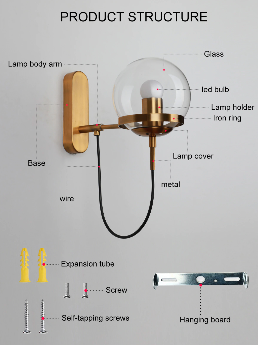 Urban Glass Sphere LED Wall Lamp