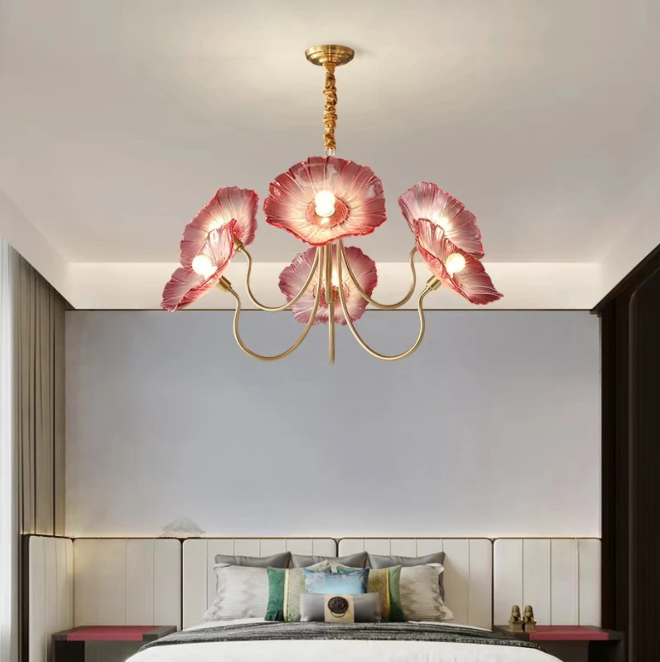 Modern Lotus Glass Flowers LED Chandelier