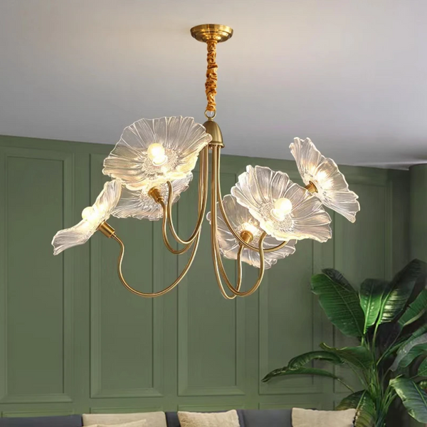 Modern Lotus Glass Flowers LED Chandelier