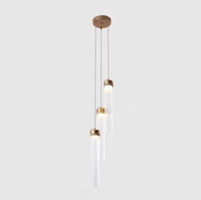 Modern Gold Glass Tube Pendant Light