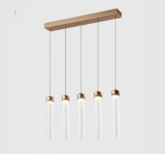 Modern Gold Glass Tube Pendant Light