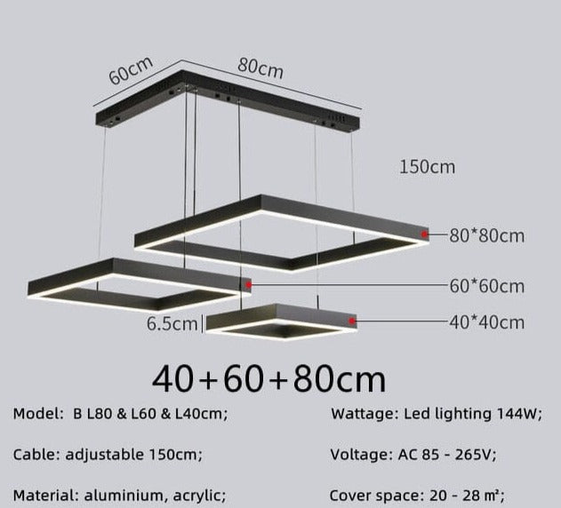 Modern LED Square Chandelier Lights