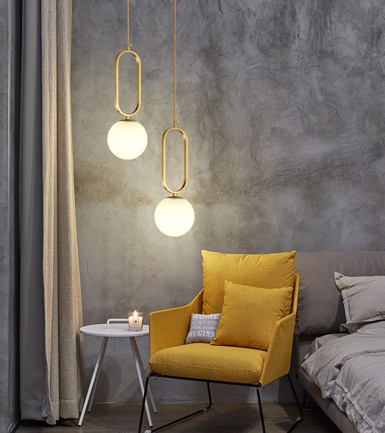 Metal Hooked Glass Ball Pendant Lights