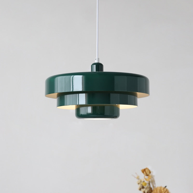 Multicolored Lacquered Metal Pendant Light