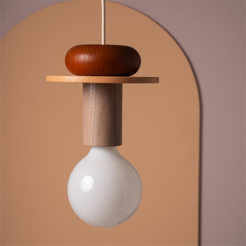 Colored Wood Blocks LED Pendant Light