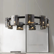 Scandinavian Square Glass Round Ceiling Chandelier