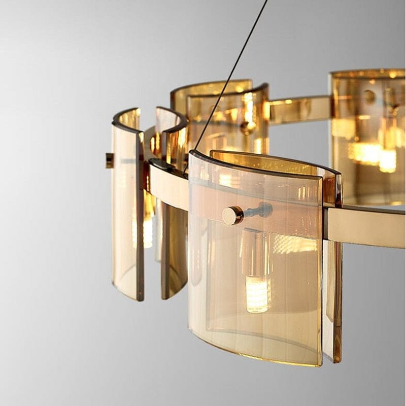 Scandinavian Square Glass Round Ceiling Chandelier