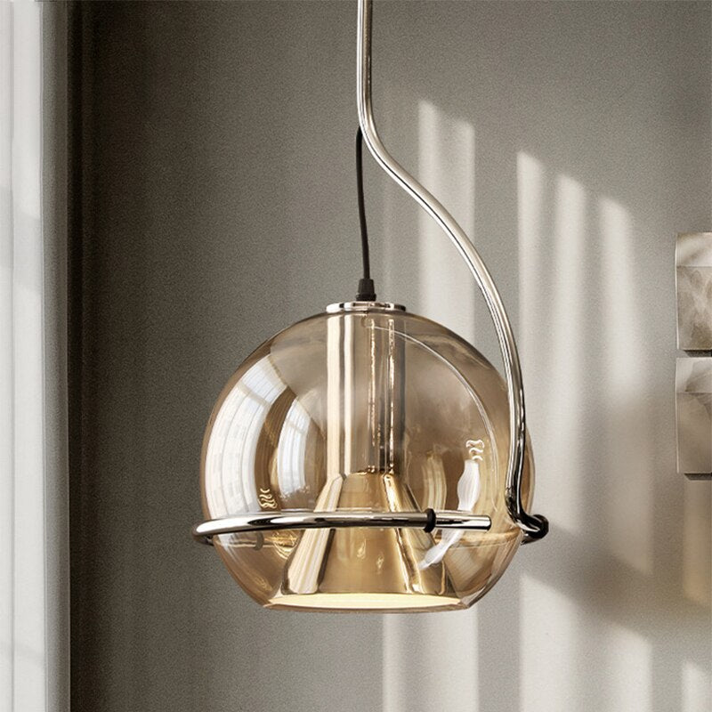 Nordic Postmodern Simple Amber Glass Pendant Light