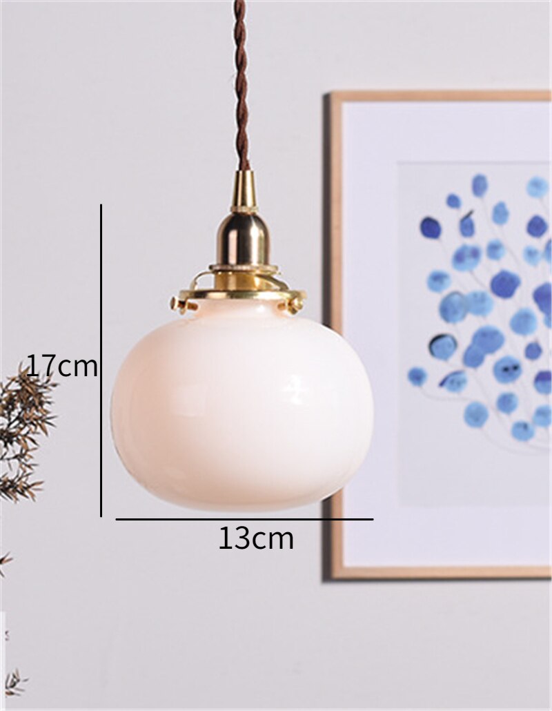 Japanese Style Retro Brass Glass Pendant Lamp