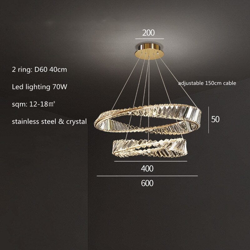 Gold Plated K9 Crystals Irregular Ring Chandelier