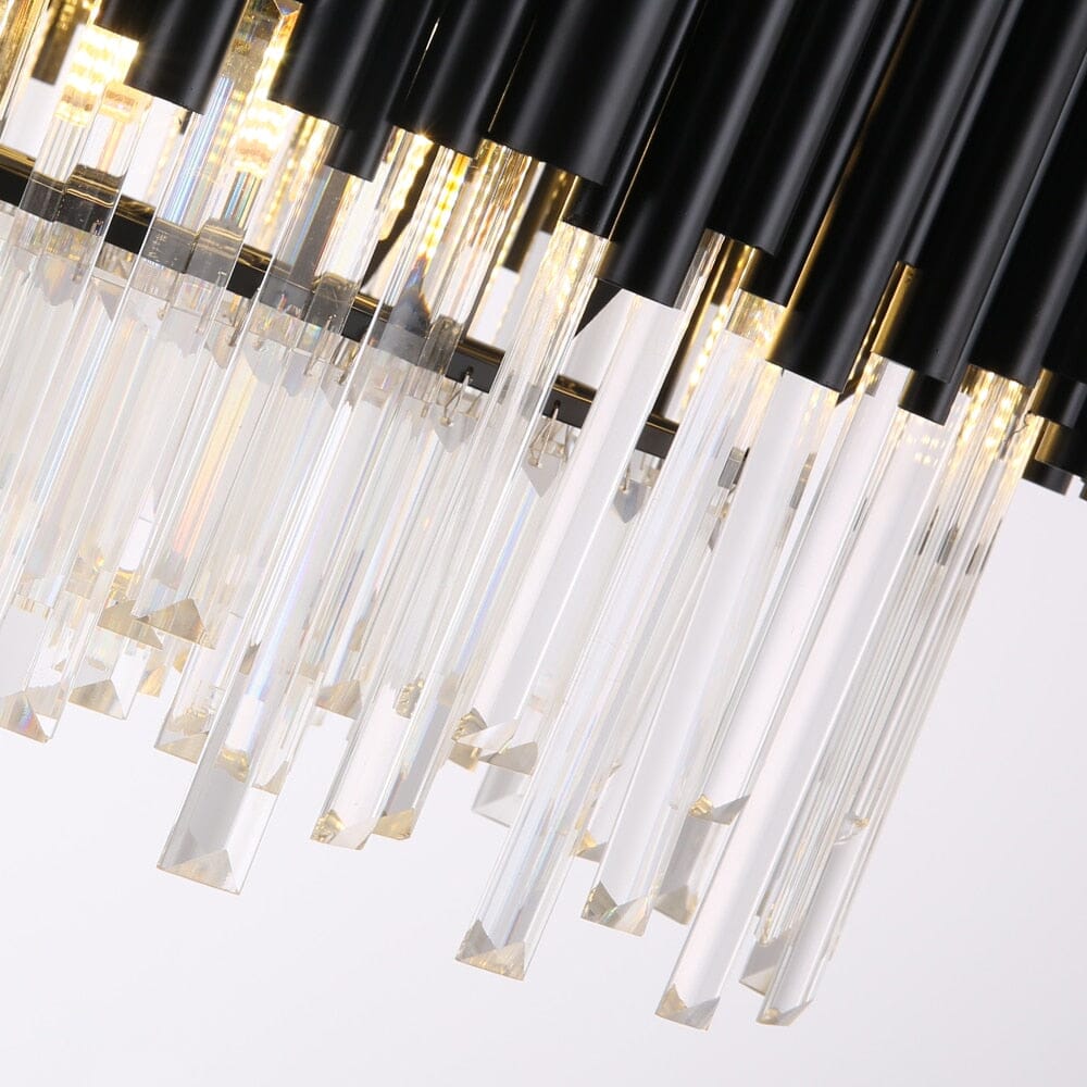 Black Tube Villa Round Crystal Chandelier Lamp
