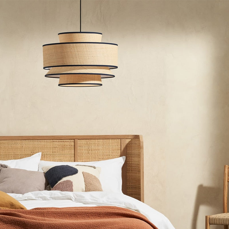 Contemporary LED Rattan Pendant Lights