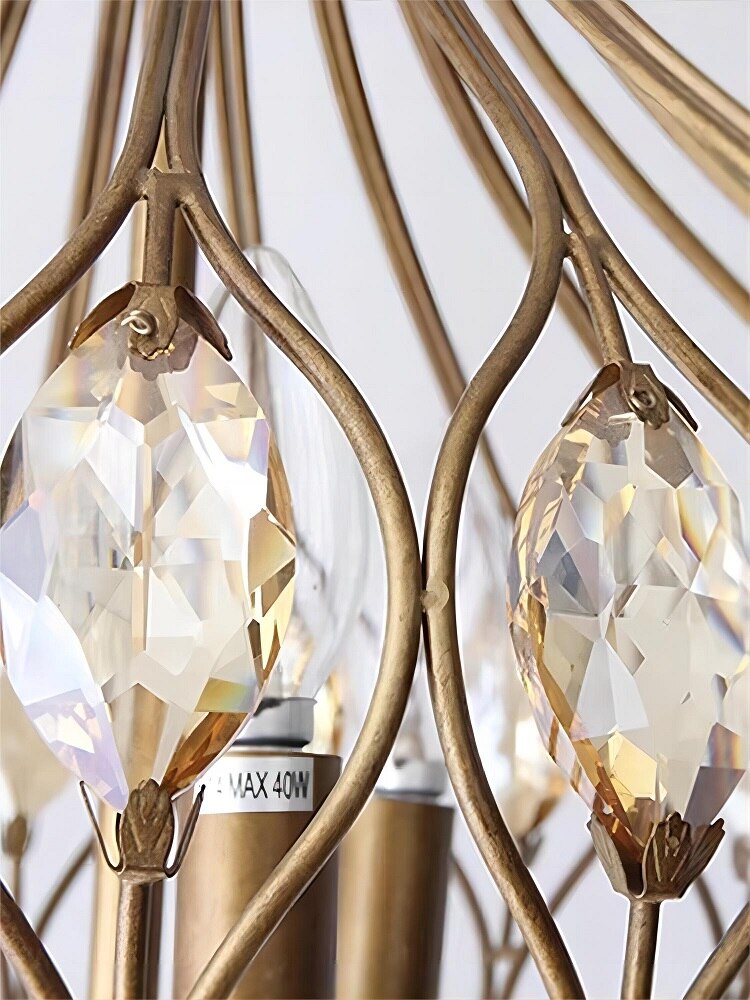 Vintage French Retro Crystal Lantern Chandelier