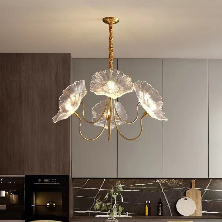 Modern Lotus Glass Flowers LED Chandelier