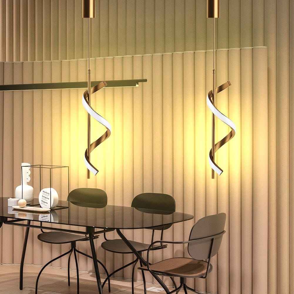 Minimalist LED Spiral Ring Pendant Lights