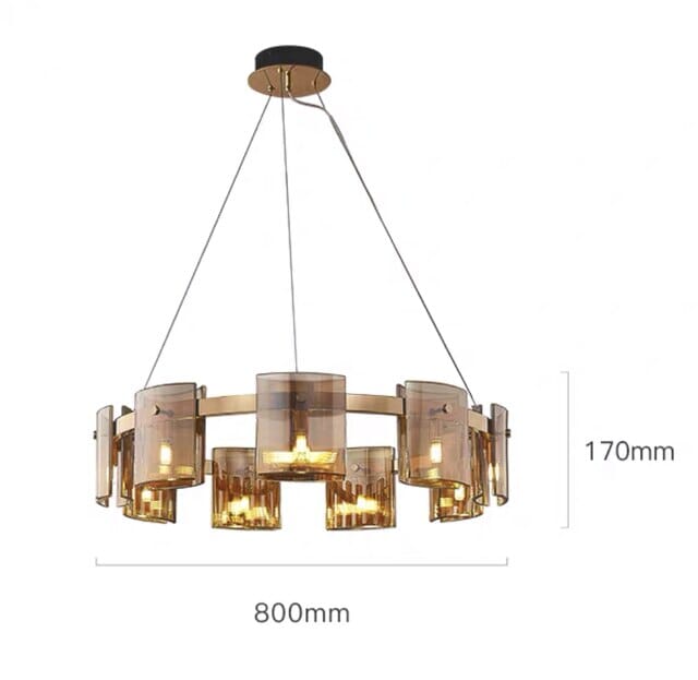 Scandinavian Square Glass Round Ceiling Chandelier