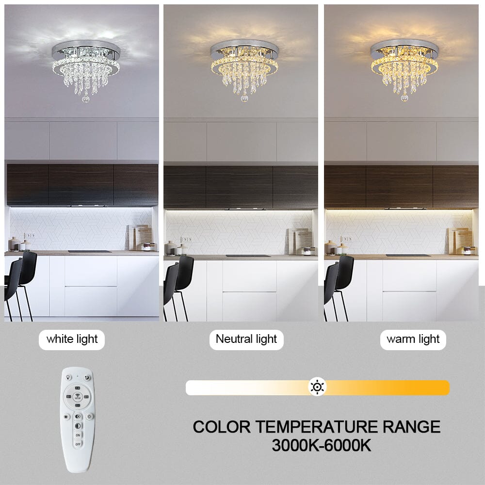 Recessed Stainless Steel K9 Crystal Round Chandelier