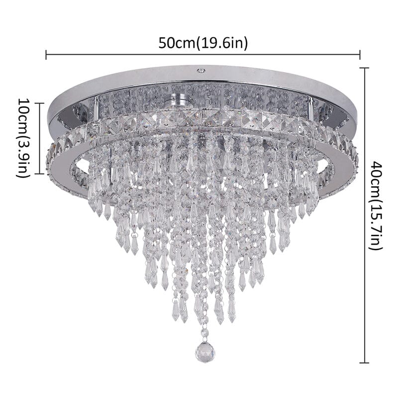 Recessed Stainless Steel K9 Crystal Round Chandelier
