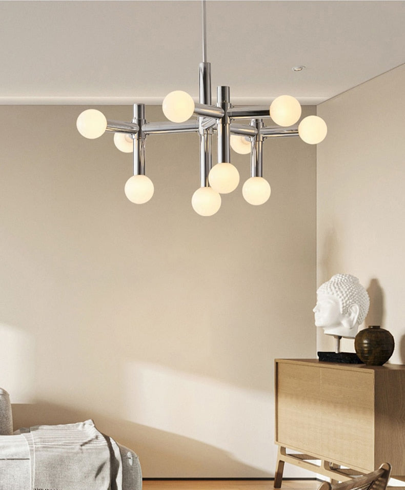 Chrome Glass Ball Chandelier