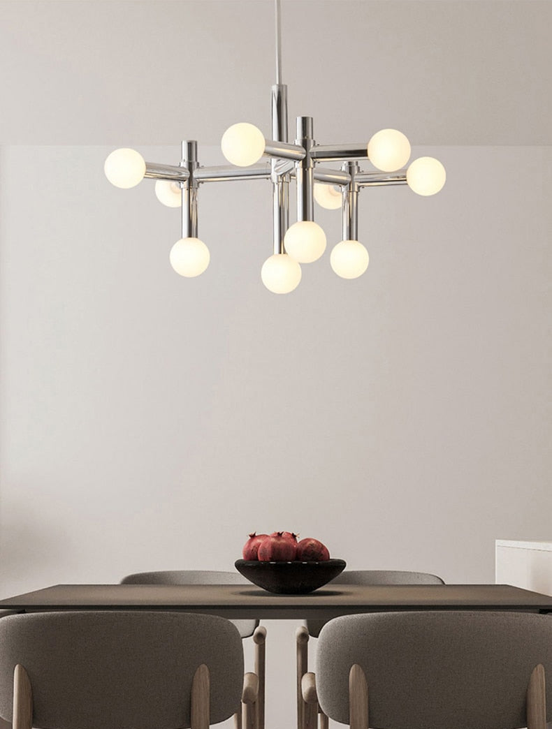Chrome Glass Ball Chandelier