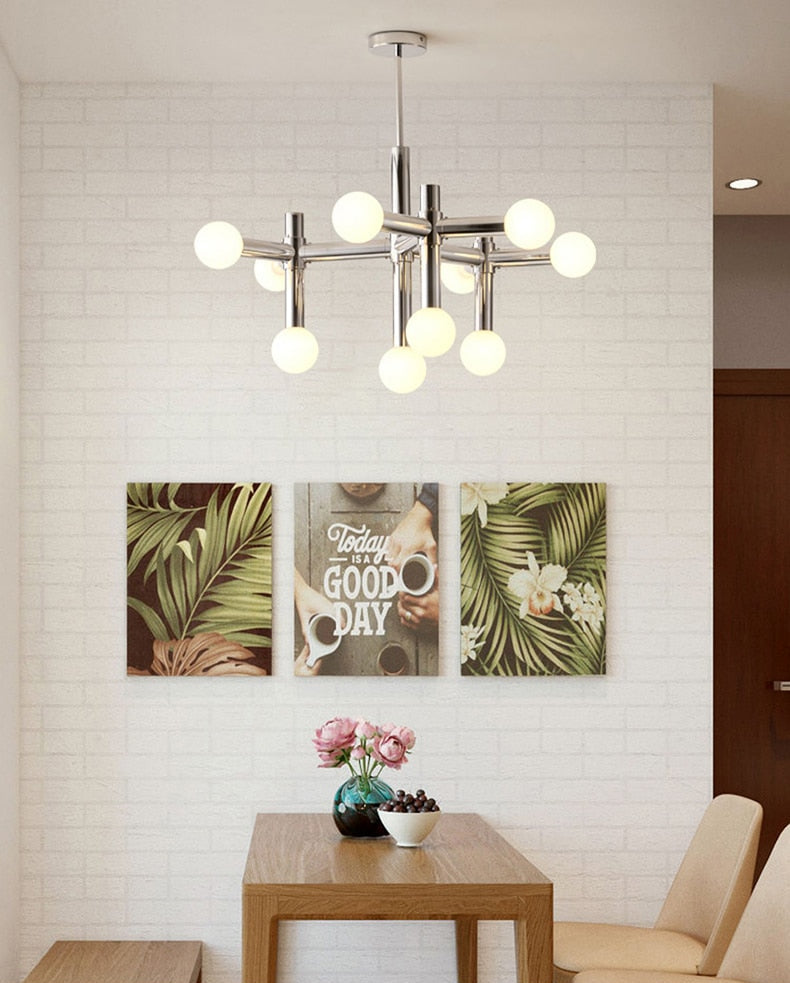 Chrome Glass Ball Chandelier
