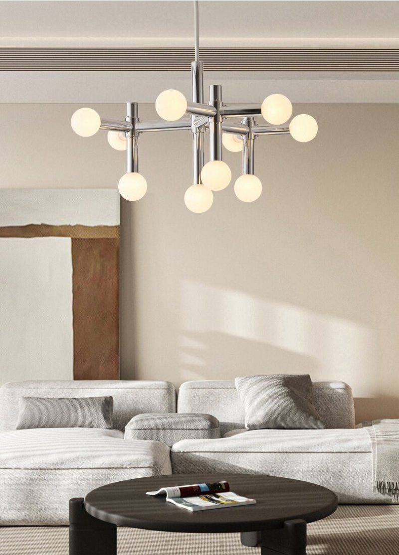 Chrome Glass Ball Chandelier
