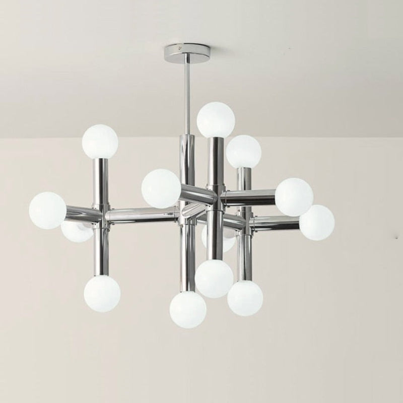 Chrome Glass Ball Chandelier