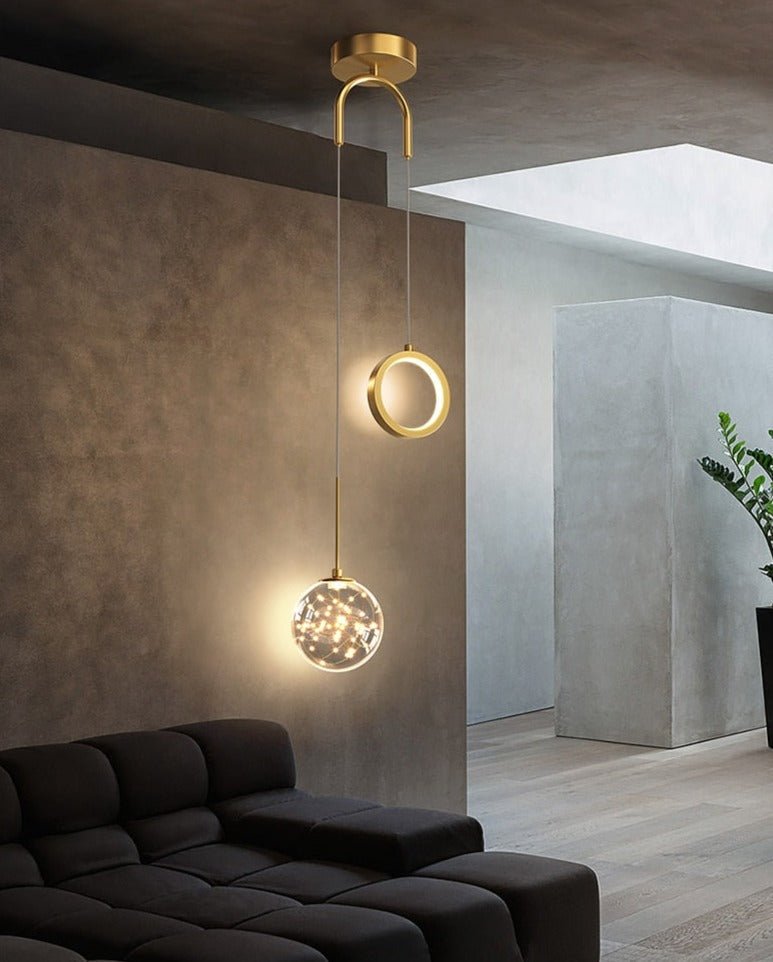 Modern Ring With Glass Ball LED Pendant Light