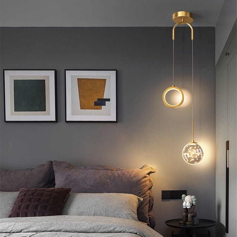 Modern Ring With Glass Ball LED Pendant Light