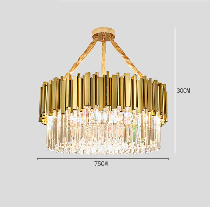 Stainless Steel Light Luxury Round Crystal Chandelier